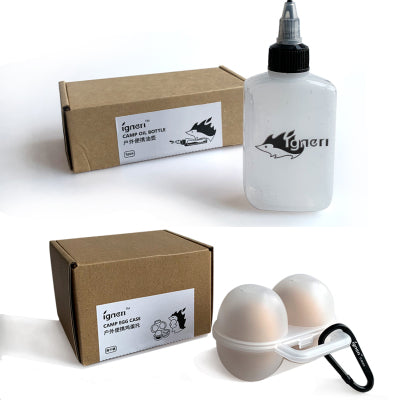 Igneri little hedgehog outdoor camping picnic egg box two egg trays divided bottled oil pot