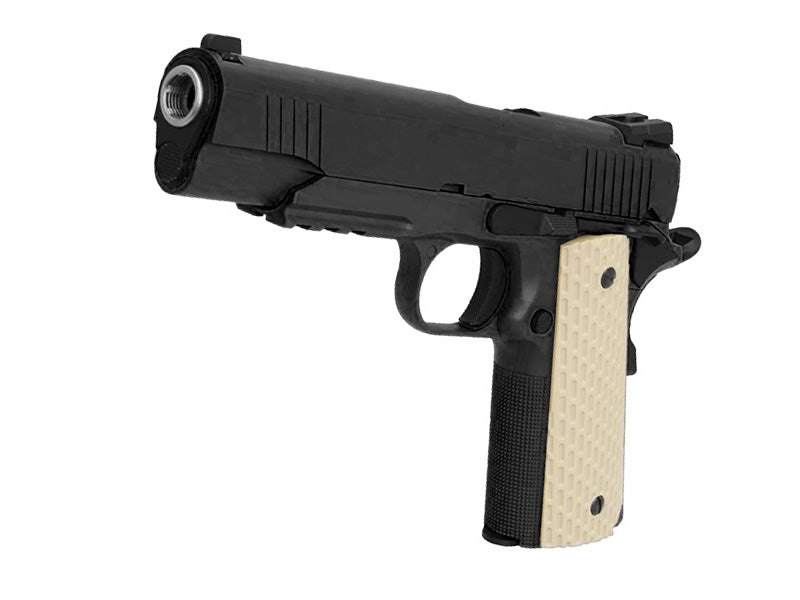 WE-Tech Full Metal 1911 Kimber Airsoft GBB Pistol With White Grip With Railed