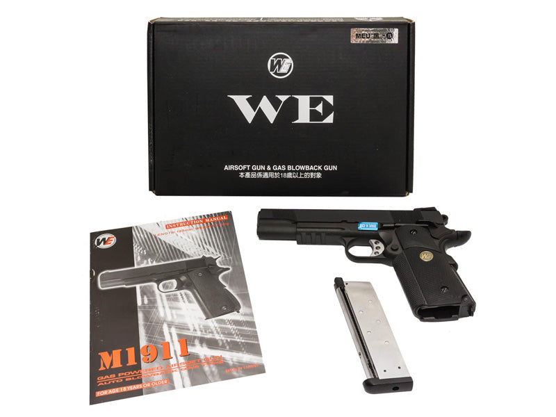 WE-Tech Full Metal 1911 MEU Airsoft GBB Pistol With Rubber Grip Railed Version