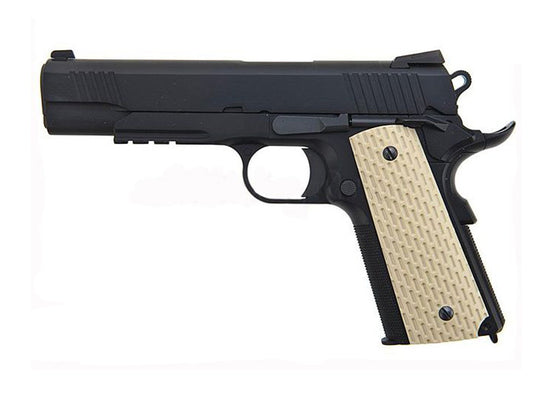 WE-Tech Full Metal 1911 Kimber Airsoft GBB Pistol With White Grip With Railed