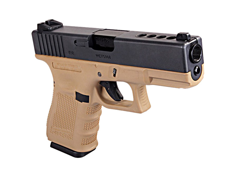 WE-Tech G004A Full Metal Side Model 18C Fully/Semi Auto GBB Pistol 2 tone Gen 3 Tan3