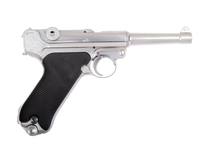 WE-Tech Full Metal Luger P08 4 inch GBB Pistol Silver