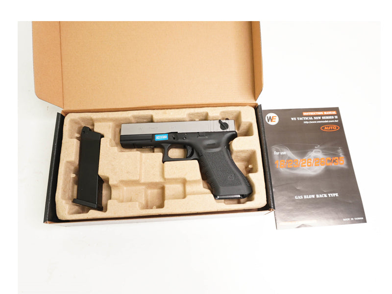 WE-Tech Full Metal Side Model 18C Fully/Semi Auto GBB Pistol Silver 2 Tone Gen 3