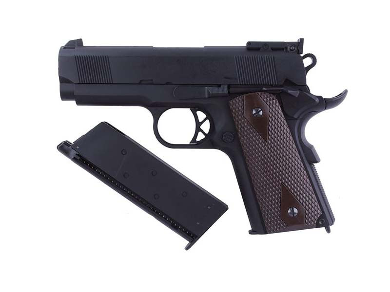 WE-Tech E003B Full Metal Type B Mini 1911 Airsoft GBB Pistol With Brown Grip