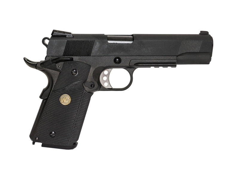 WE-Tech Full Metal 1911 MEU Airsoft GBB Pistol With Rubber Grip Railed Version