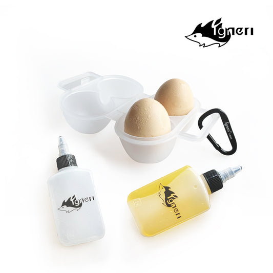 Igneri little hedgehog outdoor camping picnic egg box two egg trays divided bottled oil pot