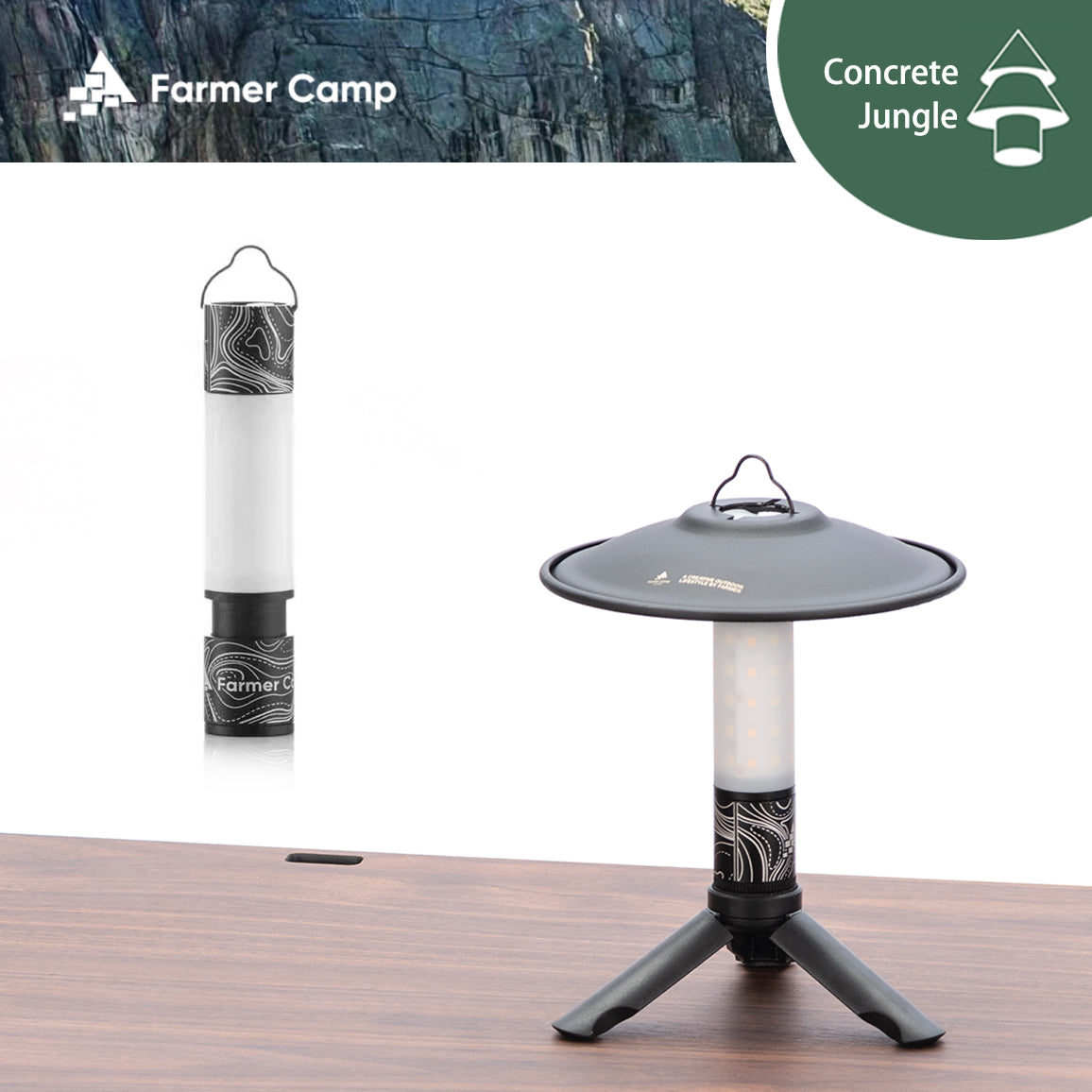 Tillak Outdoor Camping Farmer Camp Rechargeable LED Tent Light Flashlight Shade Base Portable Camp Light