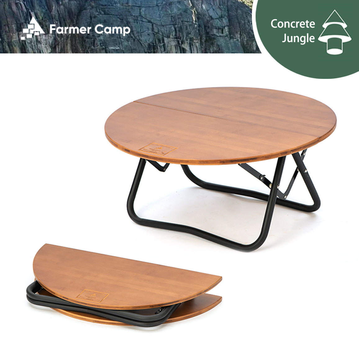 Tillak bamboo lightweight Farmer Camp outdoor camping folding round picnic table DOD same style