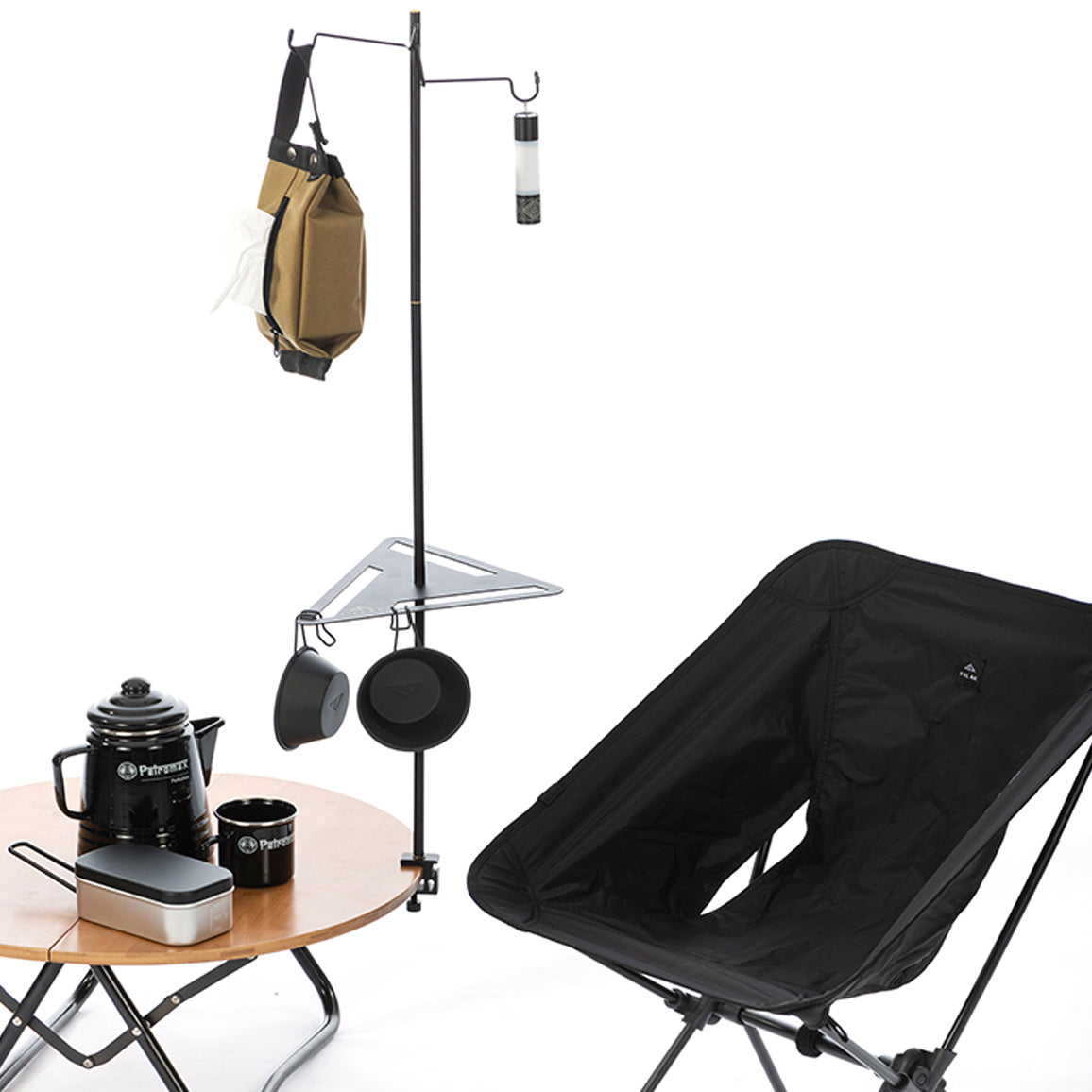 Tillak blackened lightweight outdoor camping light stand double hook S mini table set light stand