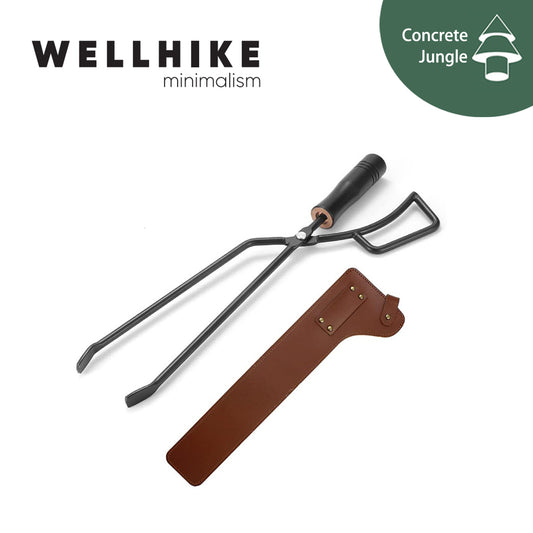 Wellhike retro outdoor camping stainless steel wooden handle barbecue tongs fire tongs