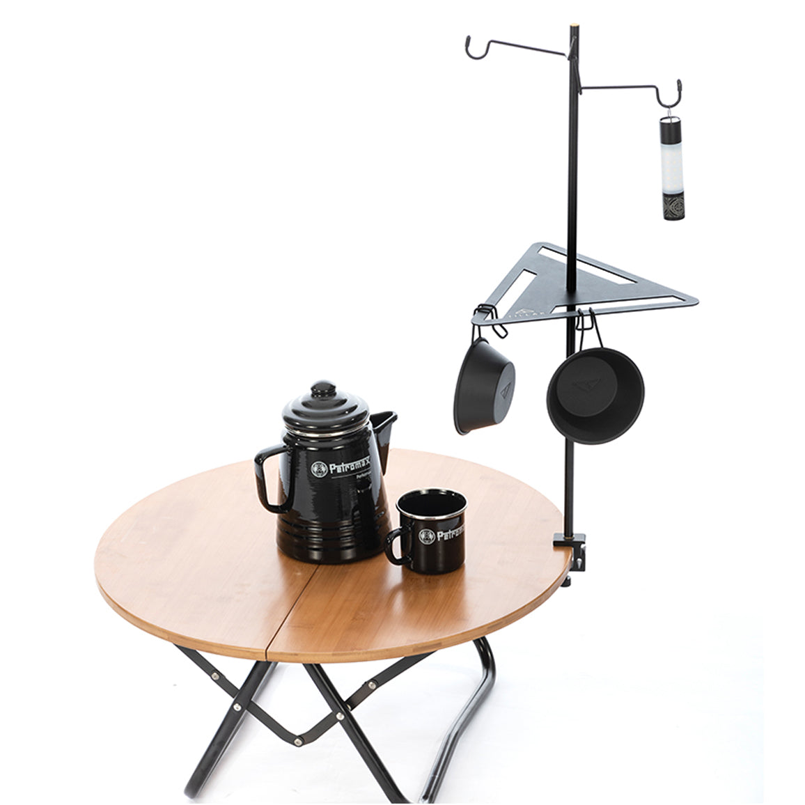 Tillak blackened lightweight outdoor camping light stand double hook S mini table set light stand